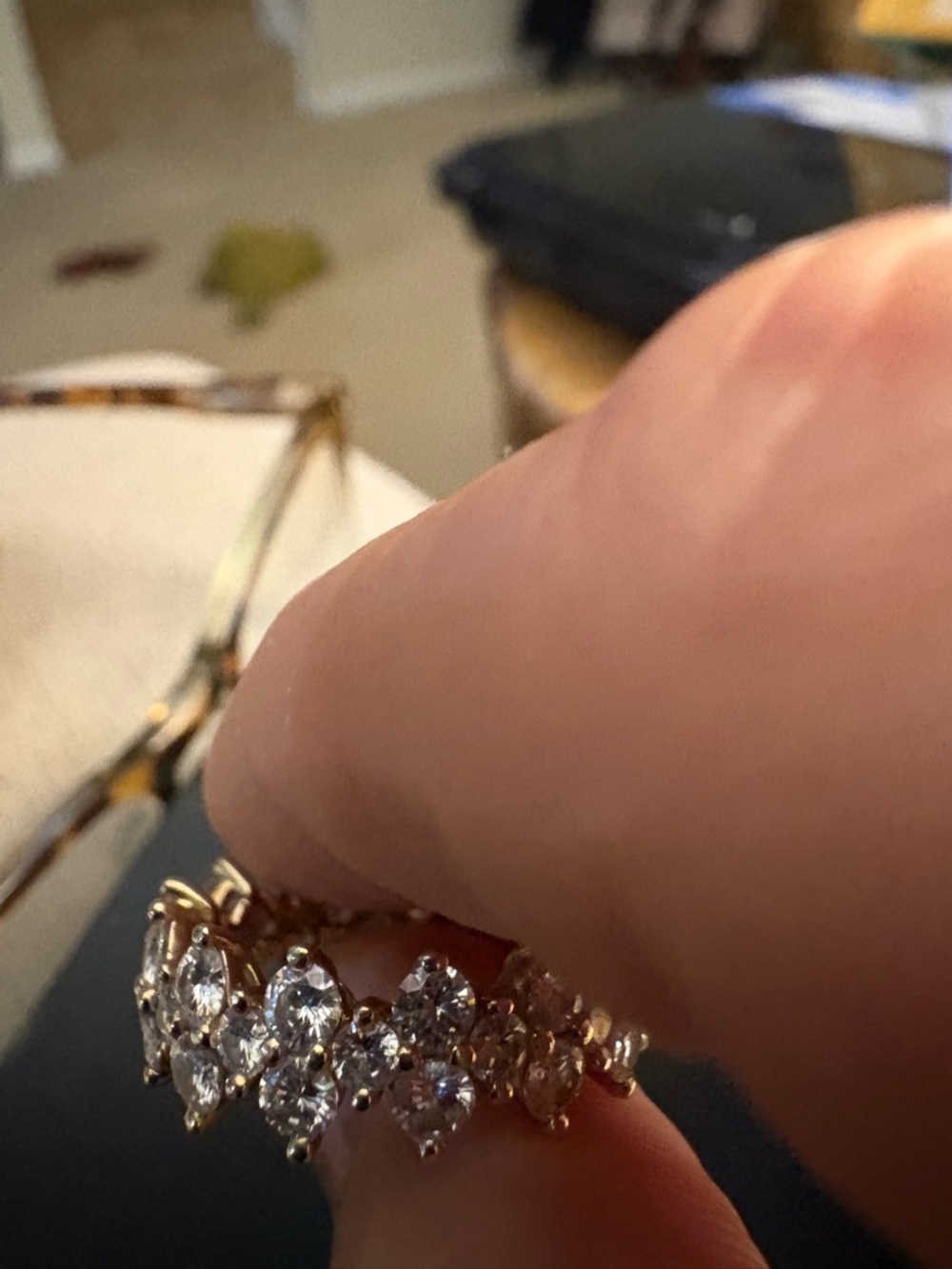Gold moissanite Cluster Ring in White and Gold